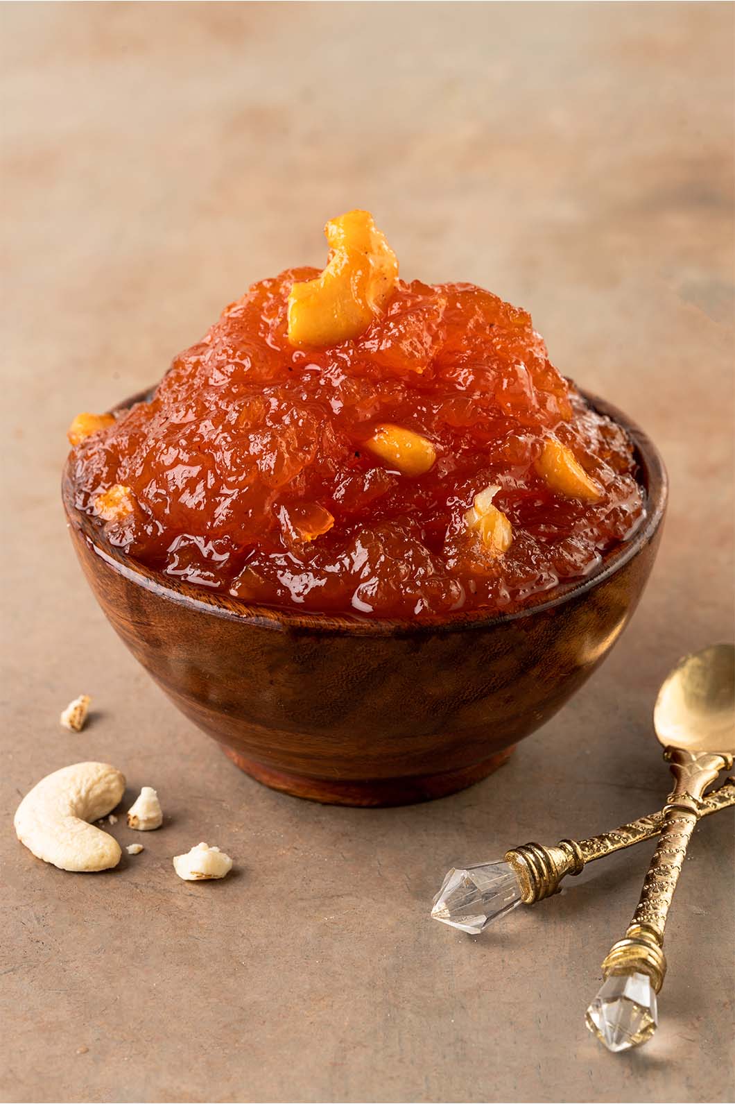 Keshav Reddy signature wheat halwa — deep amber colour, served in an earthen bowl